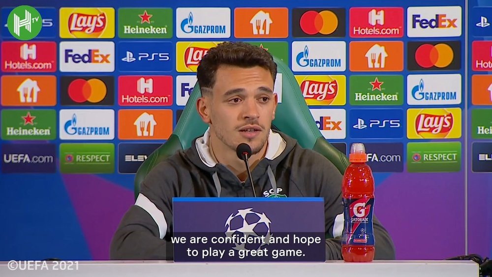 Pedro Goncalves spoke ahead of Sporting's game with Besiktas. DUGOUT