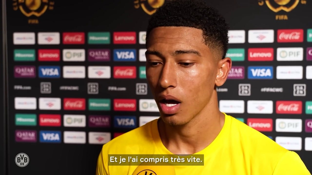 Jobe Bellingham (Borussia Dortmund) a été élu Homme du match à l'issue de la rencontre contre Mamelodi Sundowns en Coupe du monde des clubs (victoire 4-3).Jobe Bellingham (Borussia Dortmund) a été élu Homme du match à l'issue de la rencontre contre Mamelodi Sundowns en Coupe du monde des clubs (victoire 4-3).