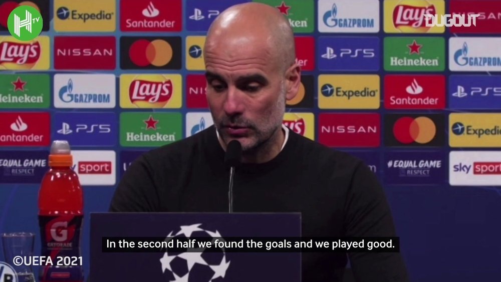 Pep Guardiola was delighted to reach the semi-finals of the Champions League. DUGOUT