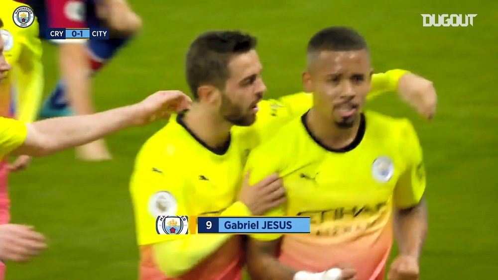 Gabriel Jesus scored in Man City's 0-2 win at Crystal Palace in October 2019. DUGOUT