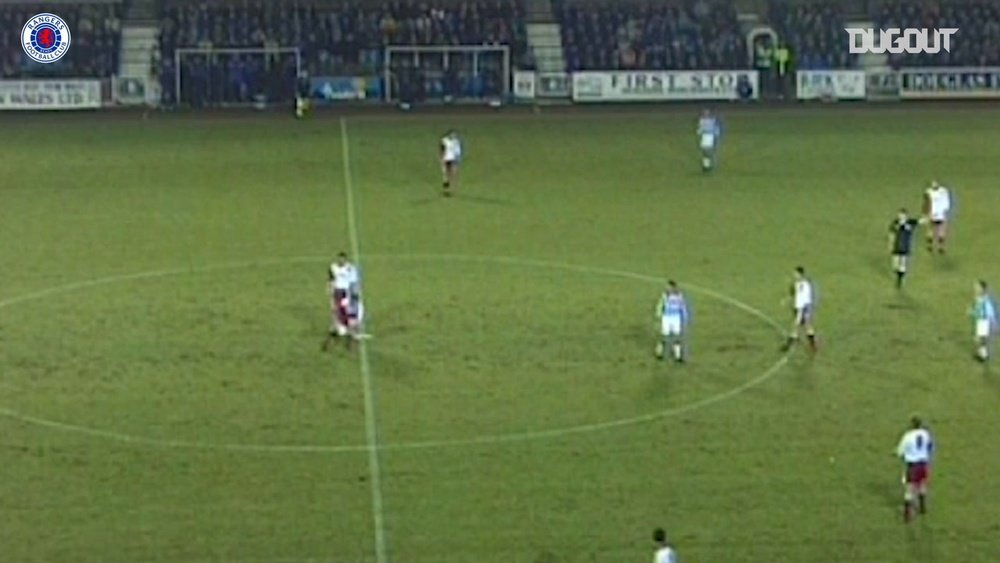 Paul Gascoigne finds the net vs Kilmarnock. DUGOUT