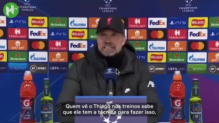 Klopp fala sobre golaço de Thiago contra o Porto na Champions
