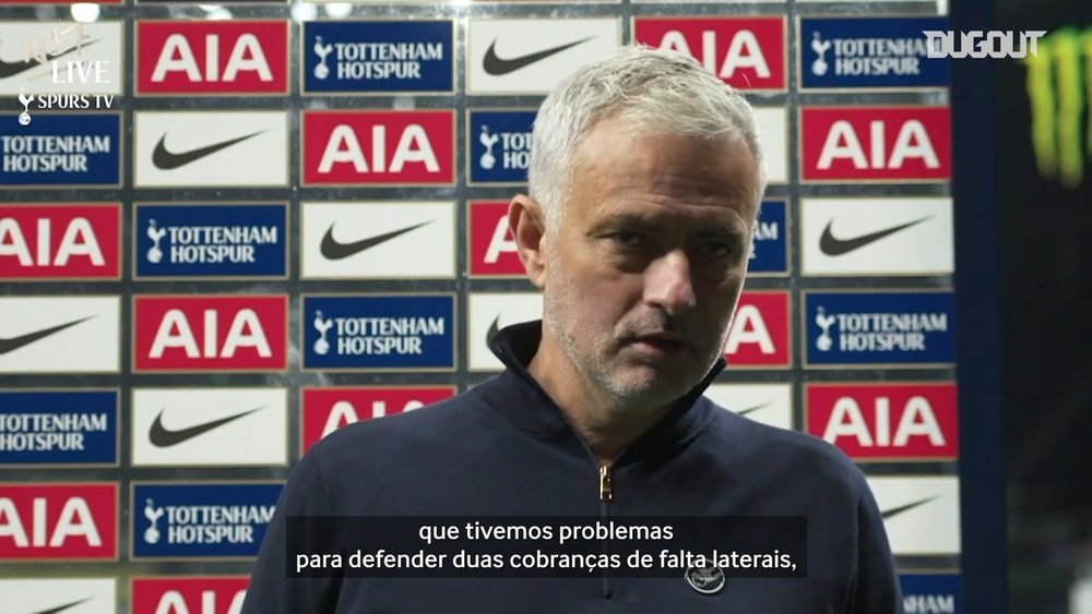 Mourinho falou após o empate do Tottenham com o West Ham. DUGOUT
