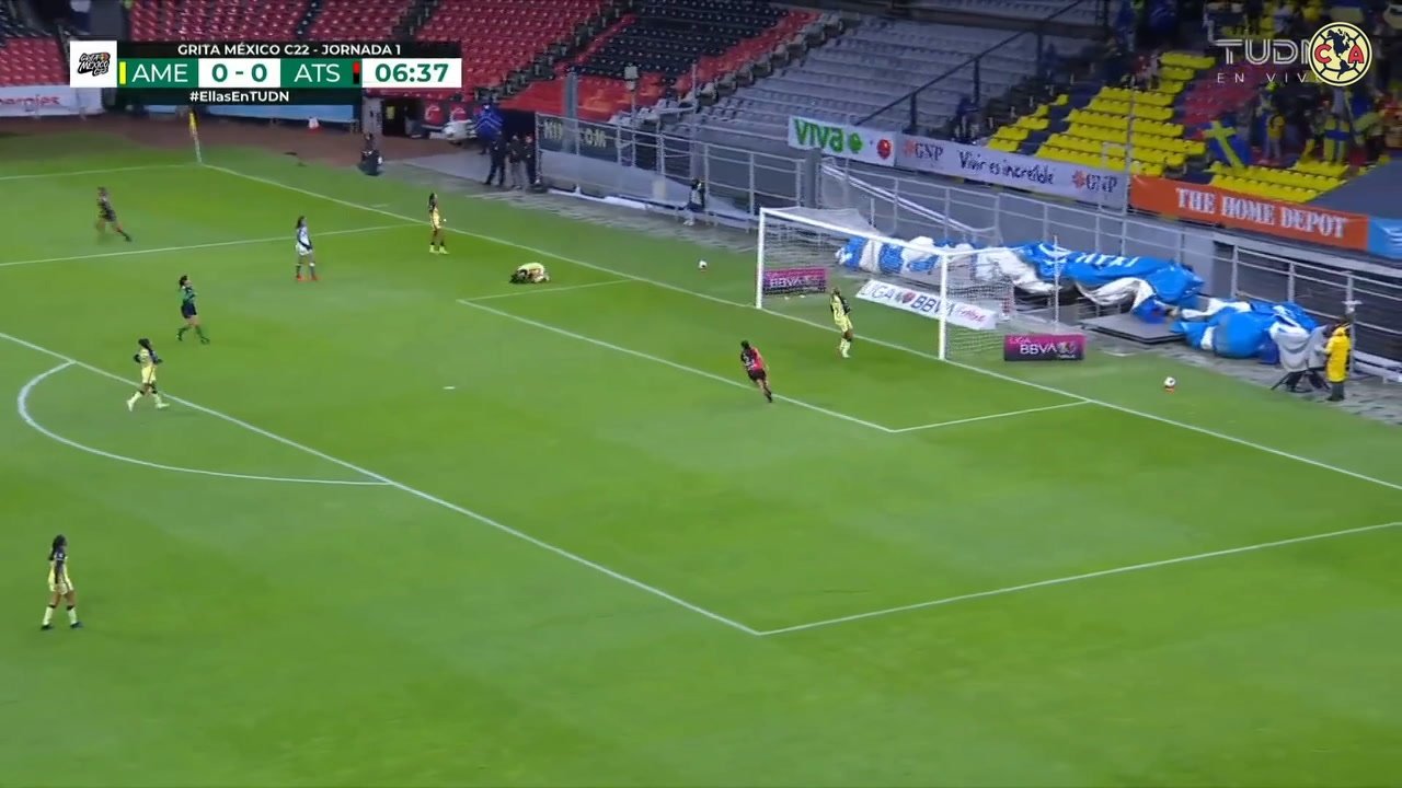 Así fue el empate a uno entre el América Femenino y Atlas. Captura/DUGOUT