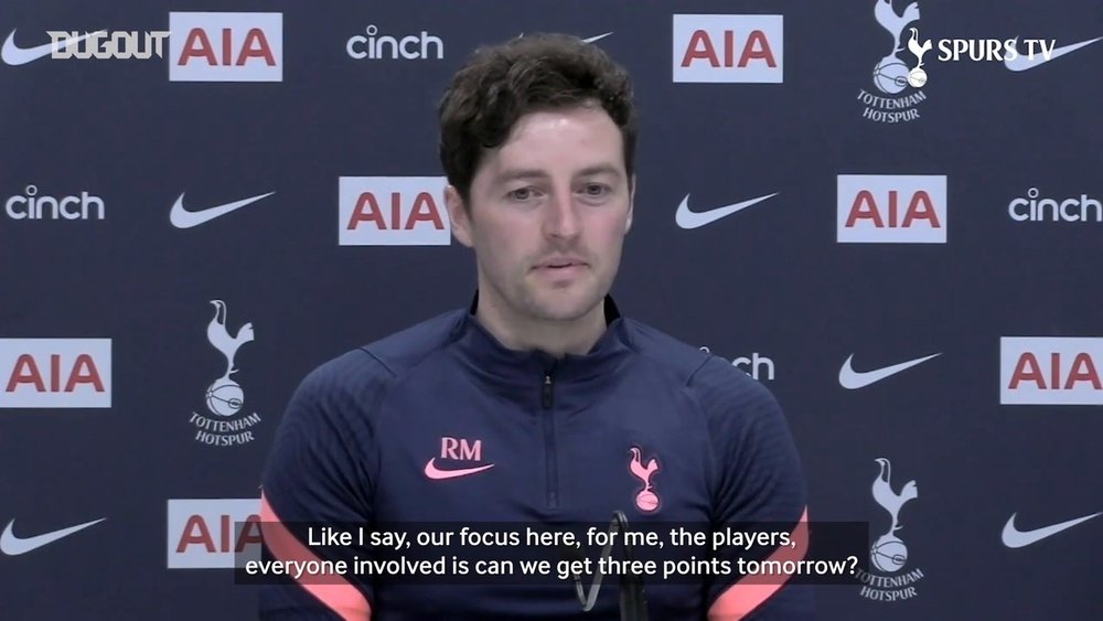 Spurs boss Ryan Mason looks ahead to Spurs' clash against Villa on Wednesday. DUGOUT