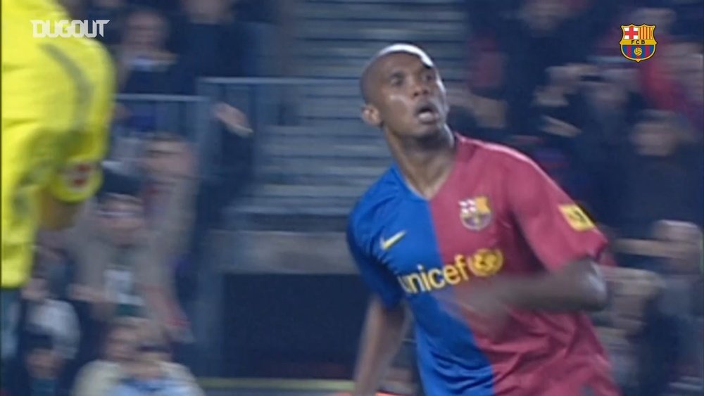 Samuel Eto'o scored four times in the 6-0 win v Valladolid. DUGOUT