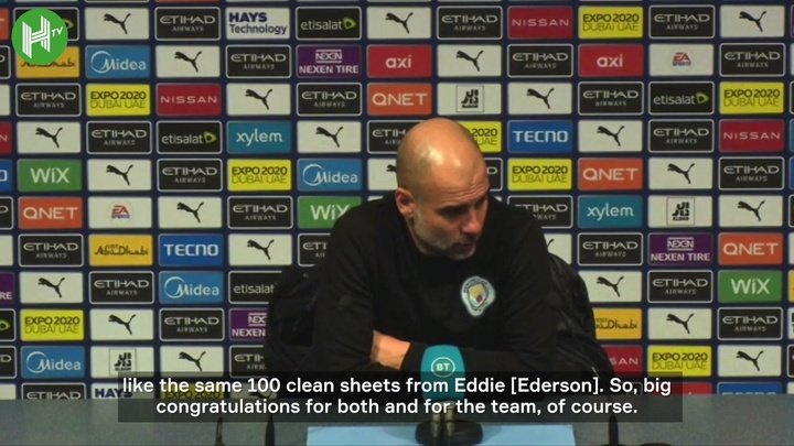 VIDEO: Pep Guardiola on Sterling and Ederson's landmarks and penalty