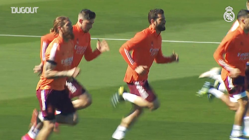 Real Madrid have been in training before the Atalanta game. DUGOUT