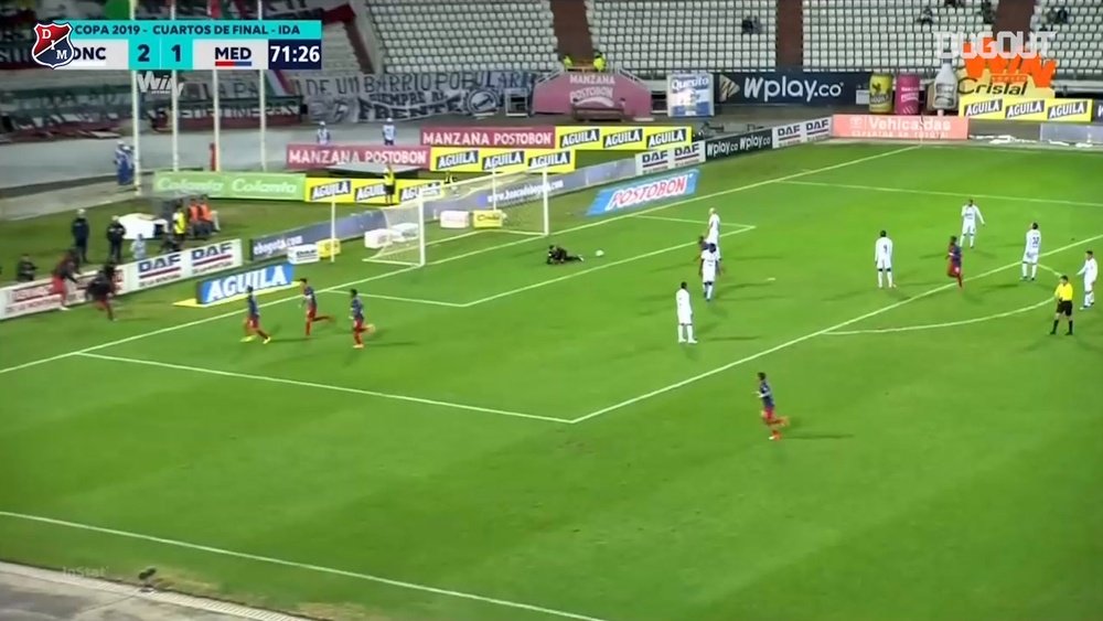 Adrian Arregui scored a great free-kick for DIM at Once Caldas in the Copa Colombia. DUGOUT