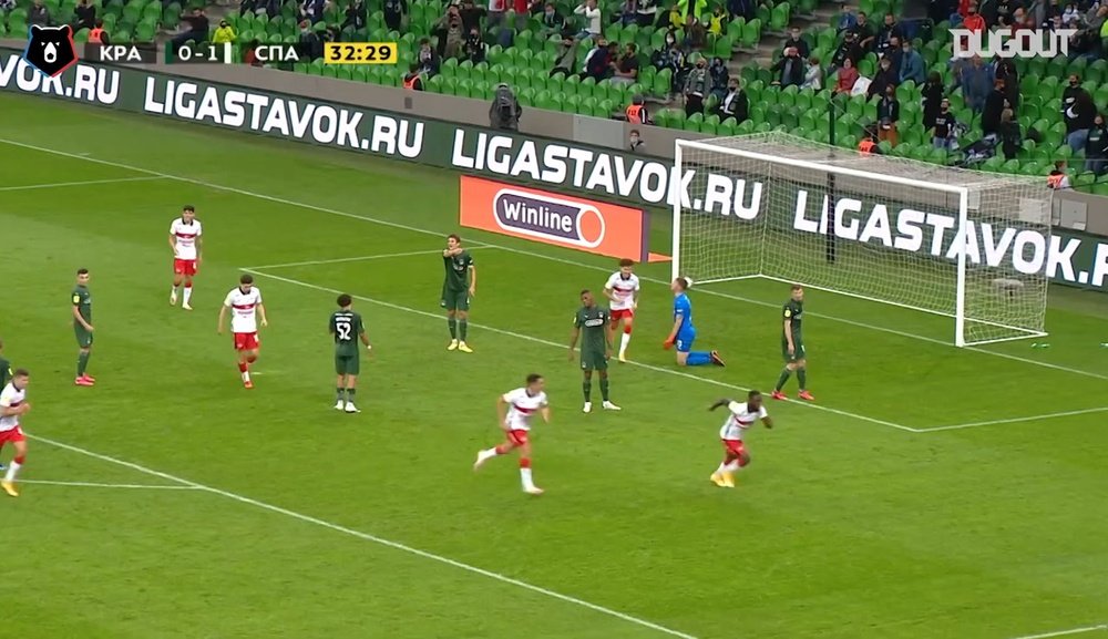 Moses has his first Spartak goal. DUGOUT