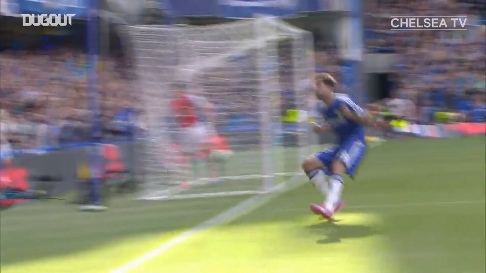 Fabregas and Costa combined as Chelsea beat Arsenal in 2014. DUGOUT