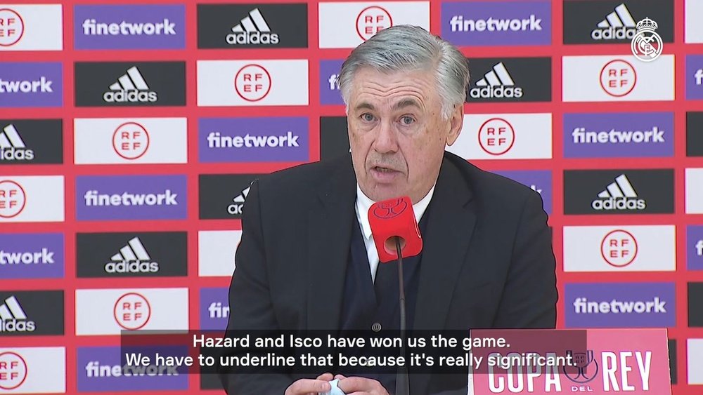 Carlo Ancelotti was happy after Real Madrid progressed to the quarter-finals. DUGOUT