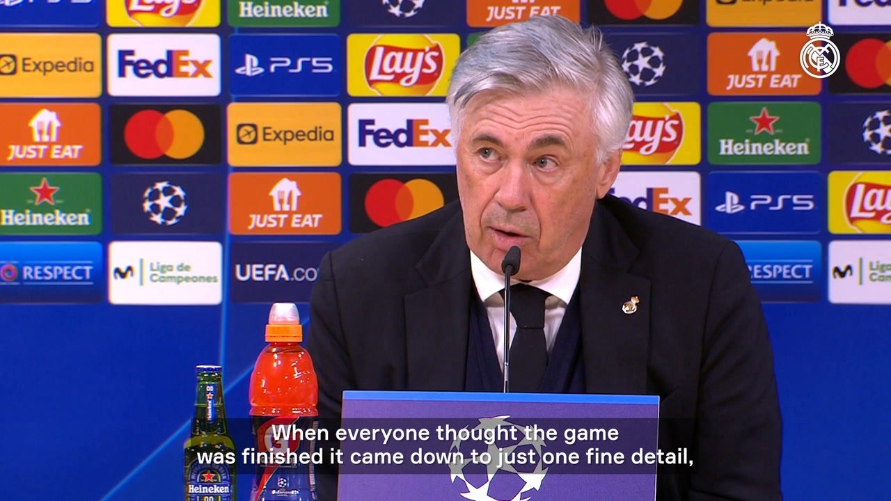 Carlo Ancelotti spoke after Real Madrid's victory over Man City. DUGOUT