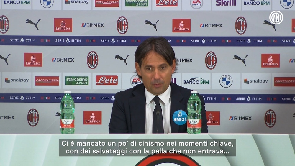 Inzaghi in conferenza postpartita. Dugout