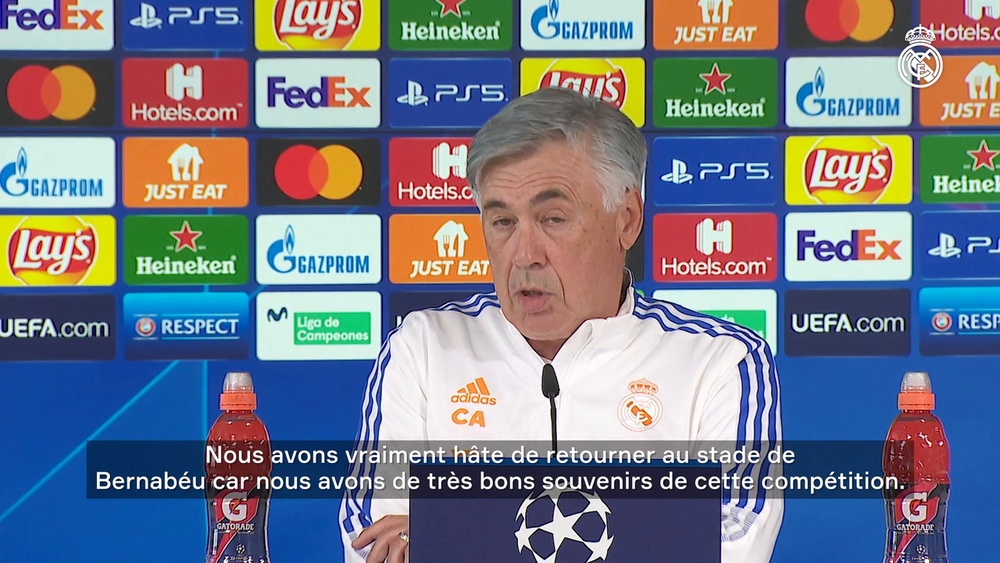 Découvrez la réaction de Carlo Ancelotti avant le match contre le Sheriff. Dugout