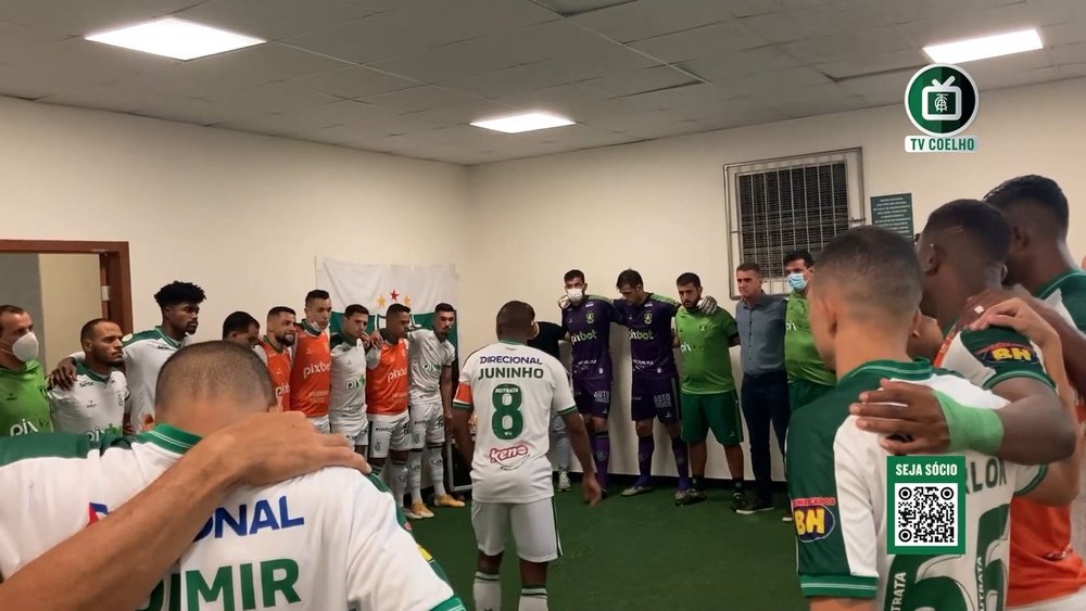 Bastidores do vestiário do América-MG antes da vitória sobre o Palmeiras. DUGOUT