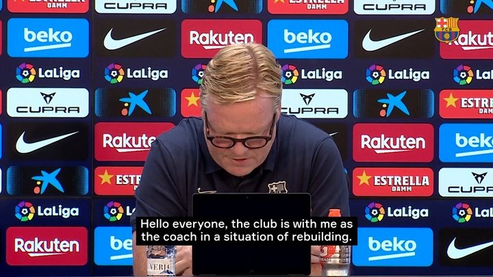 Ronald Koeman reads a short statement and walks out the press conference. DUGOUT