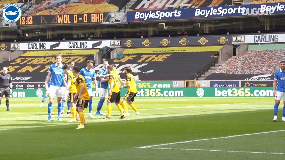 Lewis Dunk put Brighton ahead against Wolves. DUGOUT