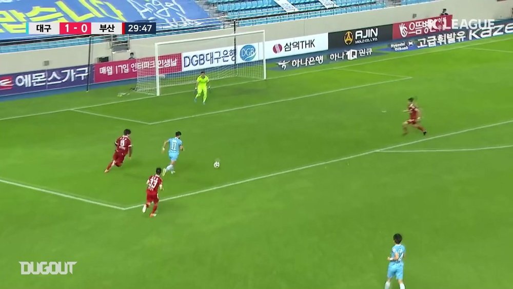 Cesinha scored for Daegu against Busan in the K-League. DUGOUT