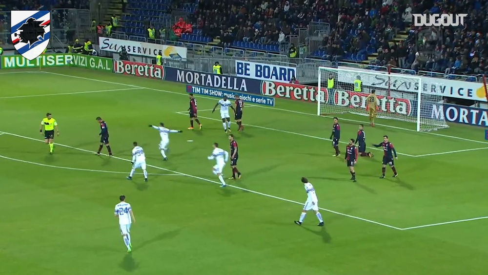 Il delizioso assist di tacco di Ramírez per Quagliarella contro il Cagliari. Dugout