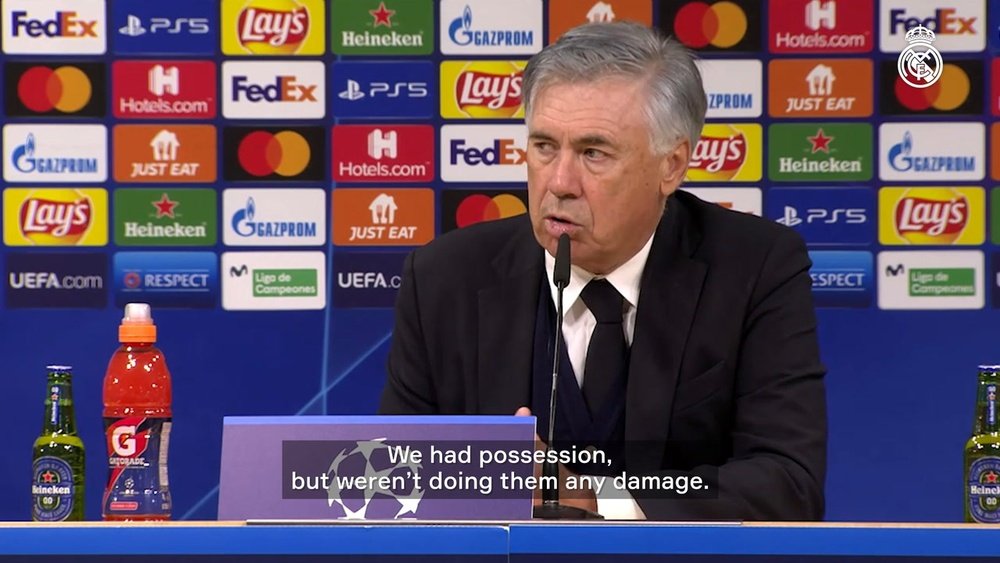 Carlo Ancelotti spoke after Real Madrid beat Shakhtar. DUGOUT