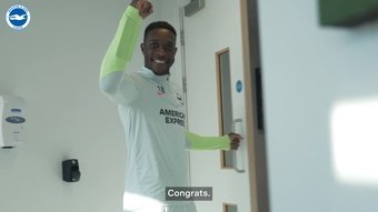 The Brighton squad congratulated Simon Adringa after his starring role in the Ivory Coast’s African Cup of Nations success.