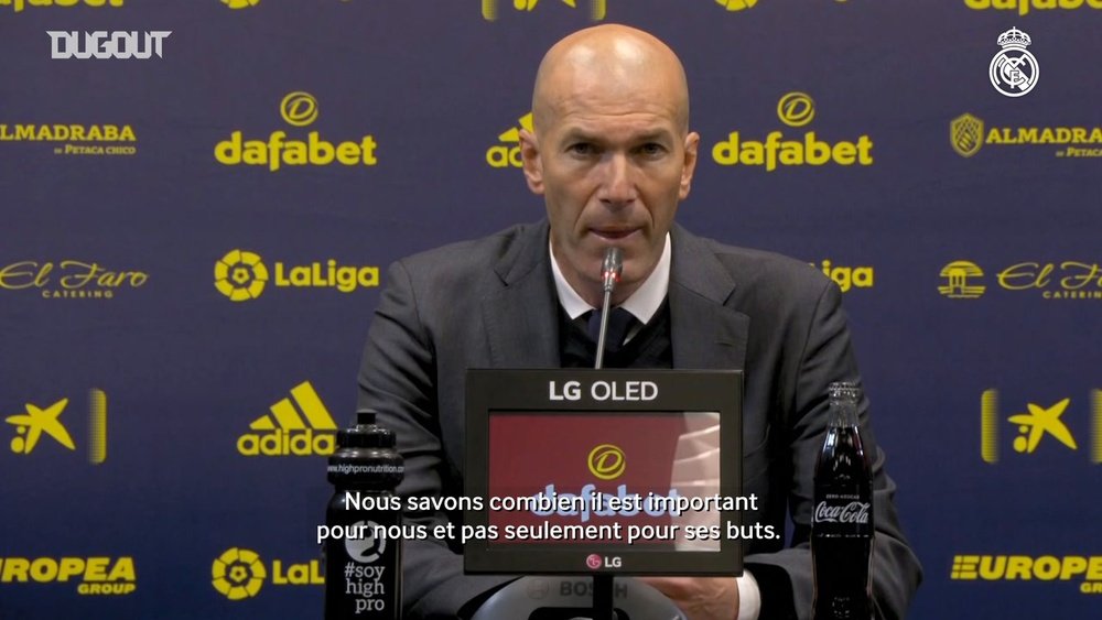 Zidane, satisfait des 3 points obtenus contre Cadiz. DUGOUT