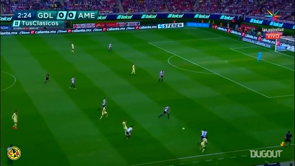 Nicolas Castillo put America ahead at Chivas in 2019. DUGOUT