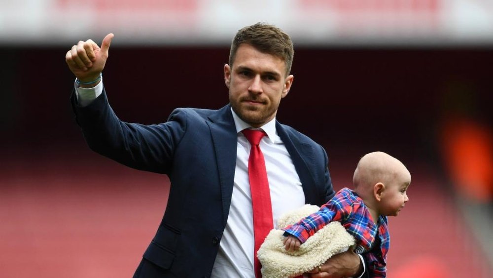 Ramsey was emotional at Arsenal's final home game of the season. GOAL