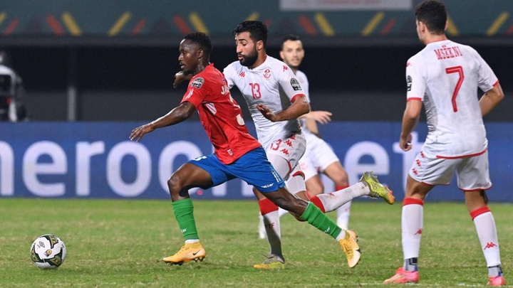 Ablie Jallow gave Gambia a last gasp victory over Tunisia. GOAL