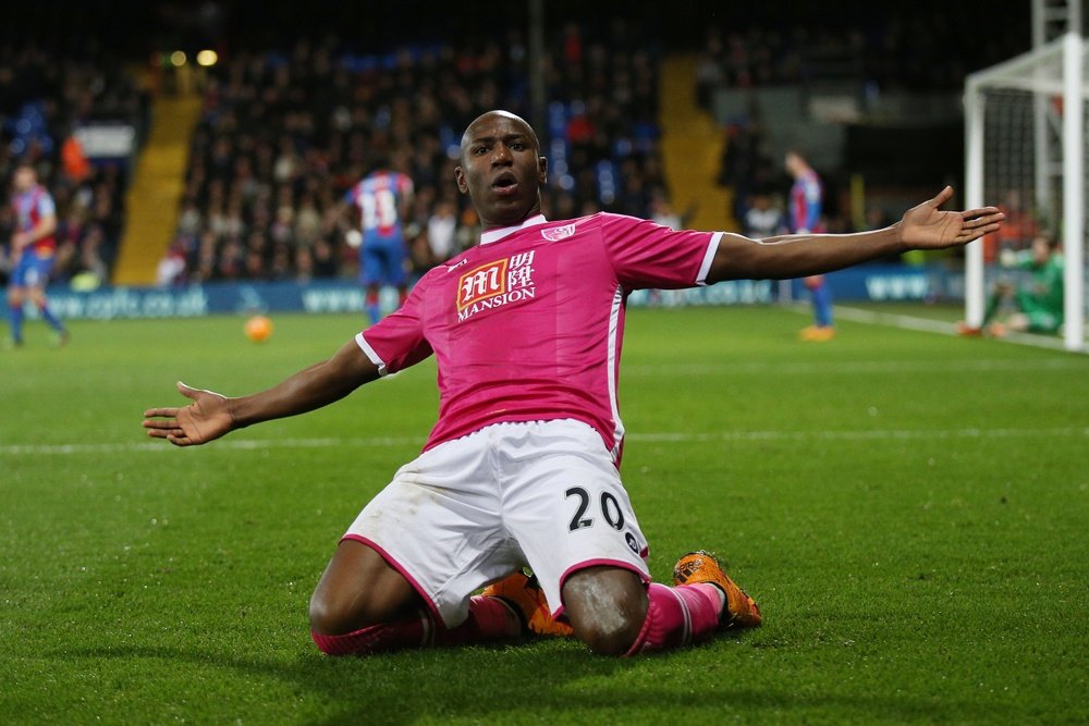 Afobe celebrates scoring for Bournemouth. Goal