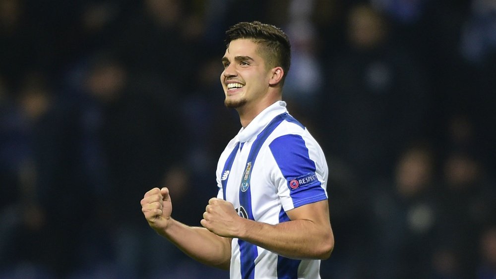 Andre Silva celebrates scoring against Leicester. Goal