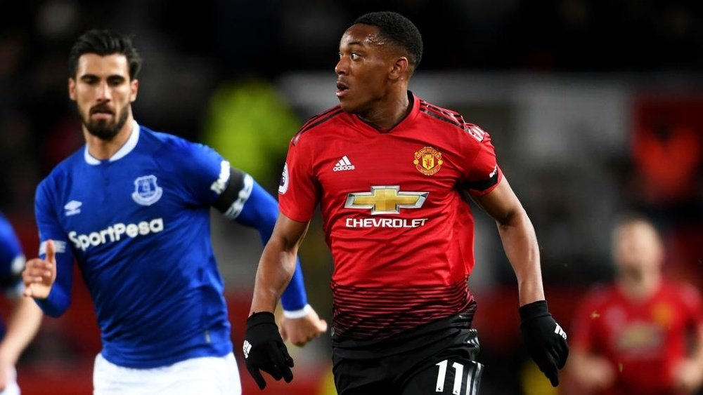 Anthony Martial pictured against Everton. GOAL