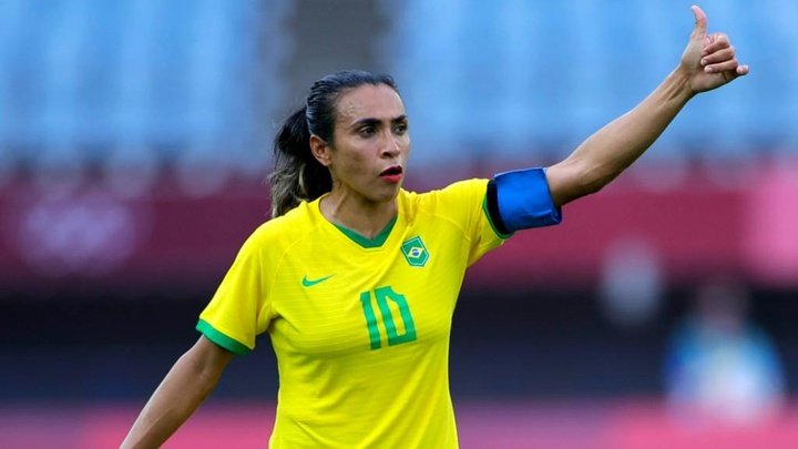 Marta makes Olympics history as Brazil thump China