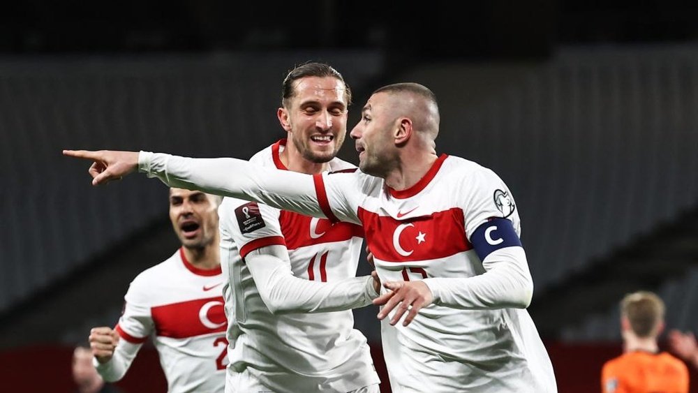 Burak Yilmaz got a hat-trick for Turkey against the Netherlands. AFP