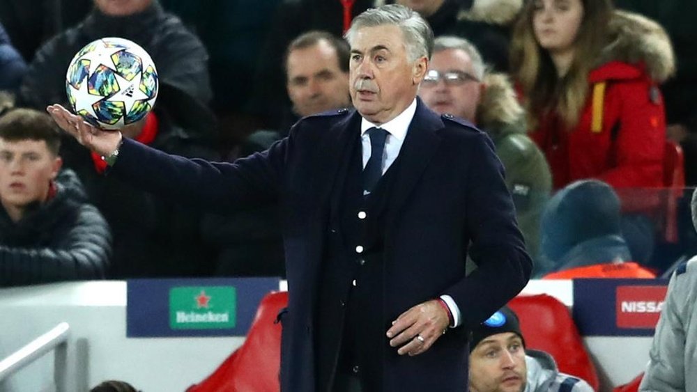 Ancelotti: Napoli owner really pleased as Italians hold Liverpool at Anfield. AFP
