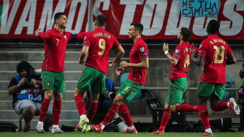 Cristiano scores a hat-trick for Portugal. GOAL