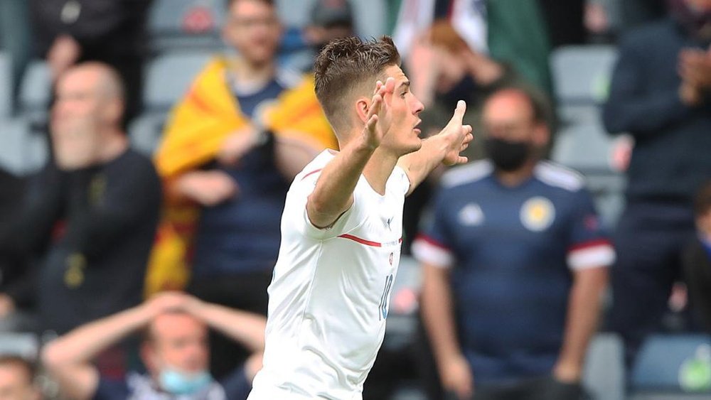 Schick curled a shot over Scotland GK Marshall from the half-way line. GOAL