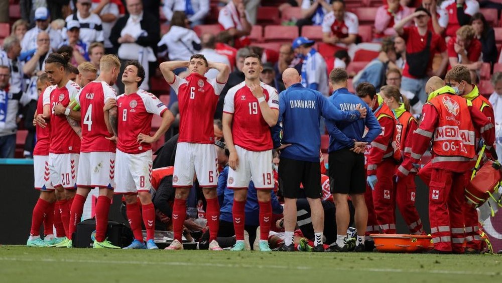 Denmark players were visibly distraught after Eriksen's collapse. GOAL