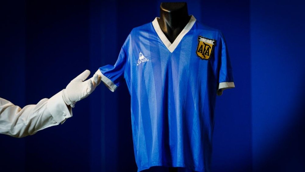 'Hand of God' shirt sold for £7.1m. GOAL