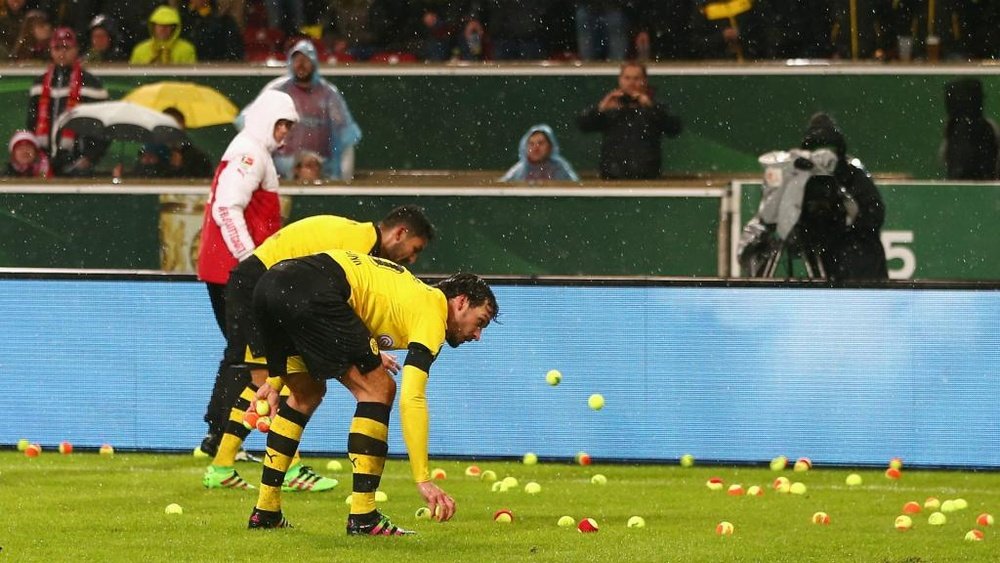 Tennis balls rained from the stands at Dortmund. GOAL