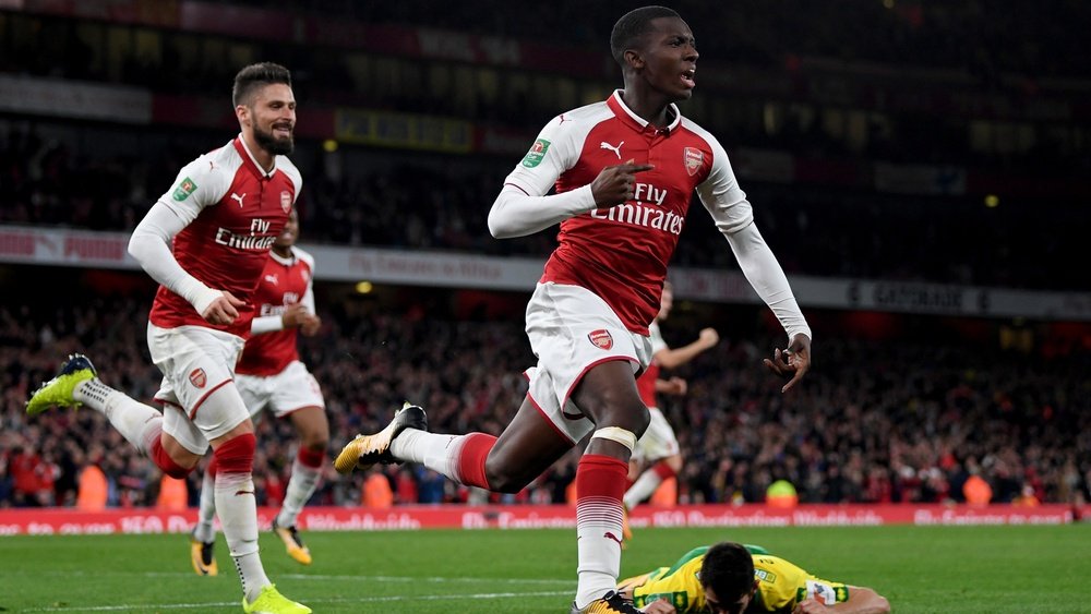Nketiah scores brace for Arsenal. GOAL