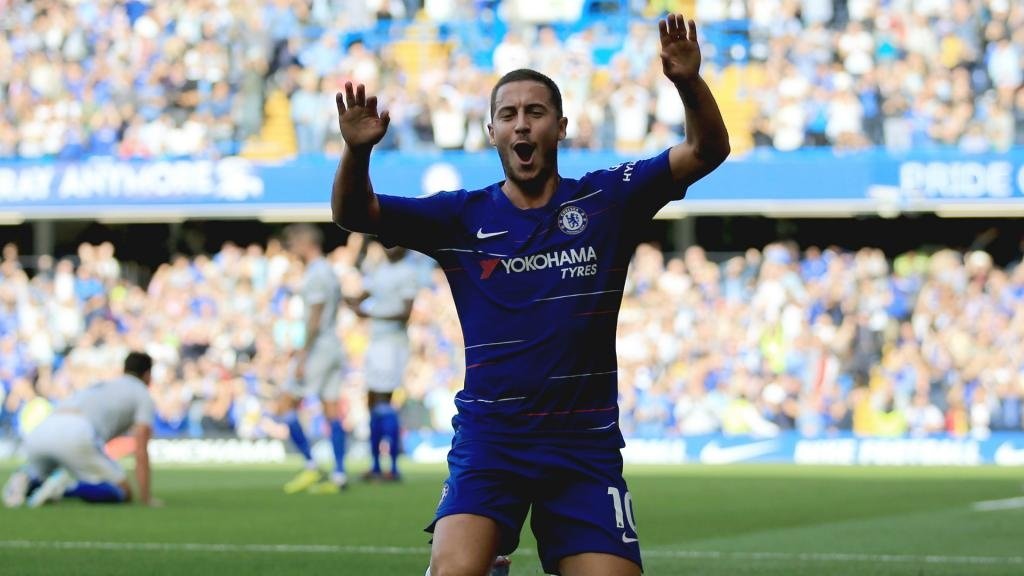 Hazard will no longer be doing knee slides. GOAL