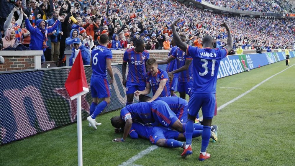 FC Cincinnati celebrate a goal. AFP