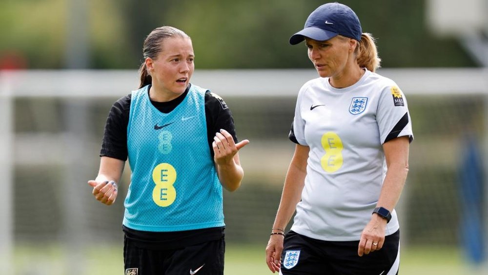Fran Kirby says the fact Sarina Wiegman has won the Euros before will help England. AFP
