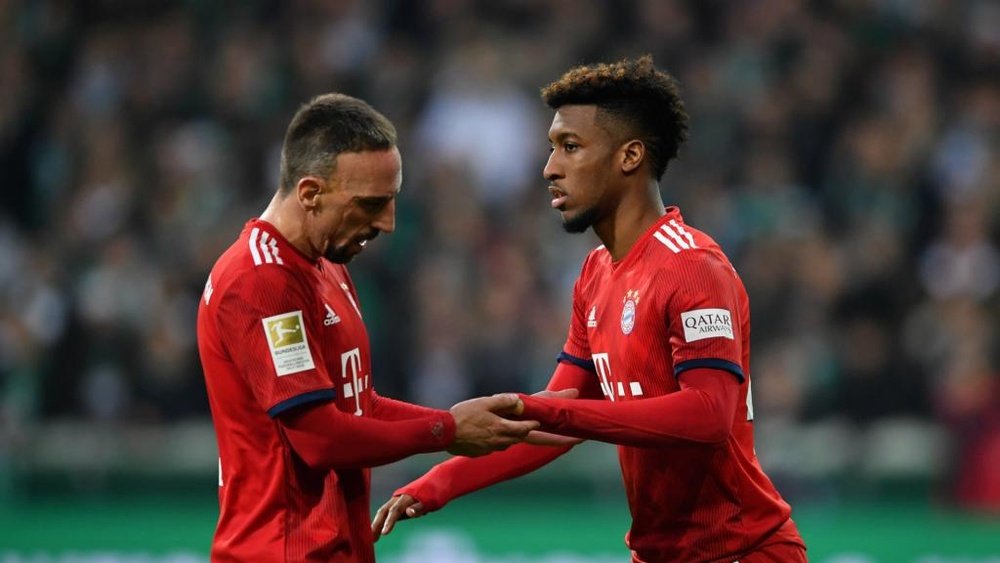 Franck Ribery pictured with Kingsley Coman. GOAL