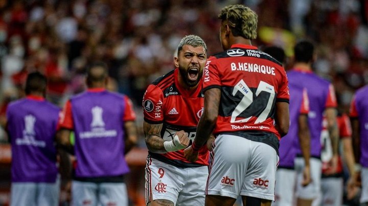 Gabigol e Bruno Henrique, os maiores artilheiros do Flamengo no século. AFP