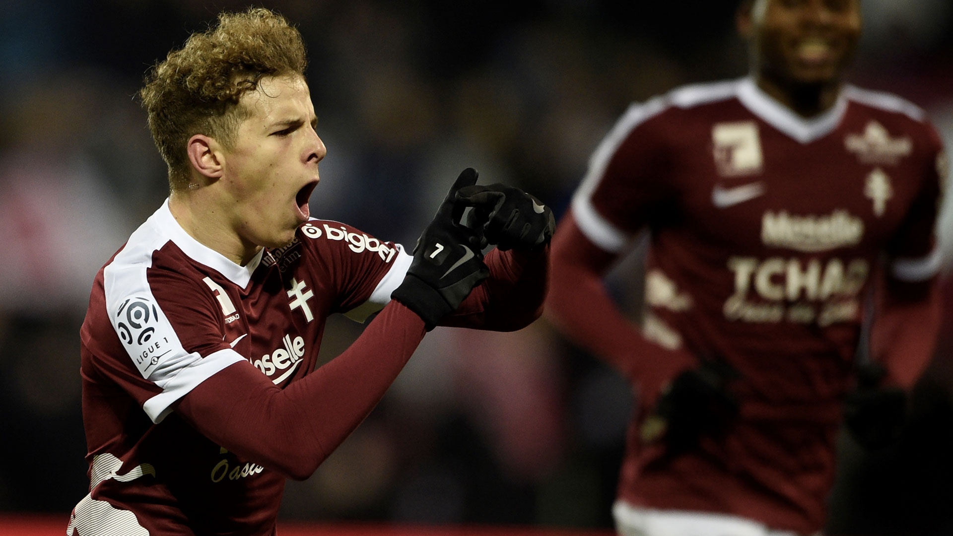 Gauthier Hein célèbre un but en Ligue 1 sous les couleurs de Metz. Goal