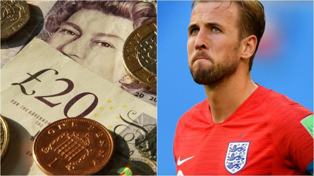 No Reino Unido, artista desenha rosto de Harry Kane em notas de cinco libras