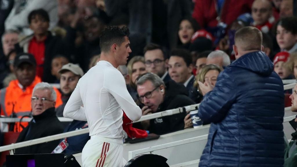 Xhaka was furious with Arsenal fans when he was substituted. GOAL